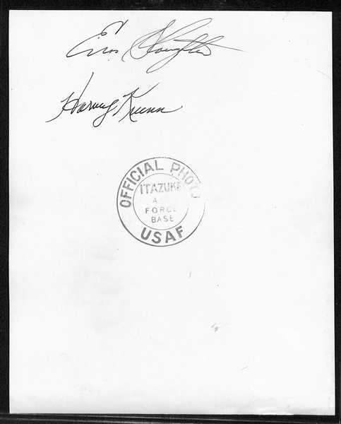 1953 Eddie Mathews w Enos Slaughter & Harvey Kuenn Signed Original US Air Force Type 1 Photo From MLB Tour of Japan (JSA Auction Letter)